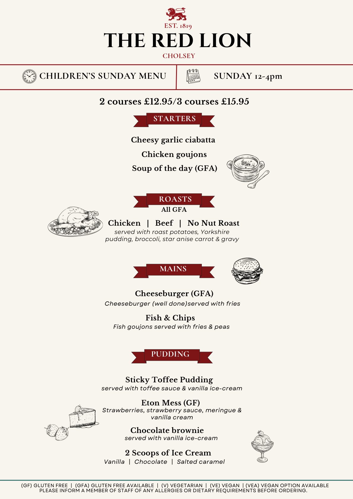 Children's Sunday Menu page 1