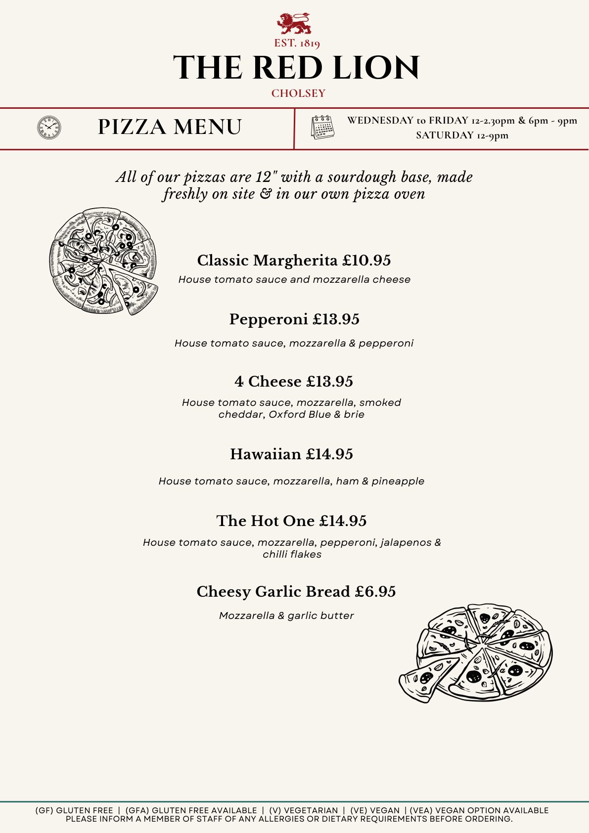 Pizza Menu page 1