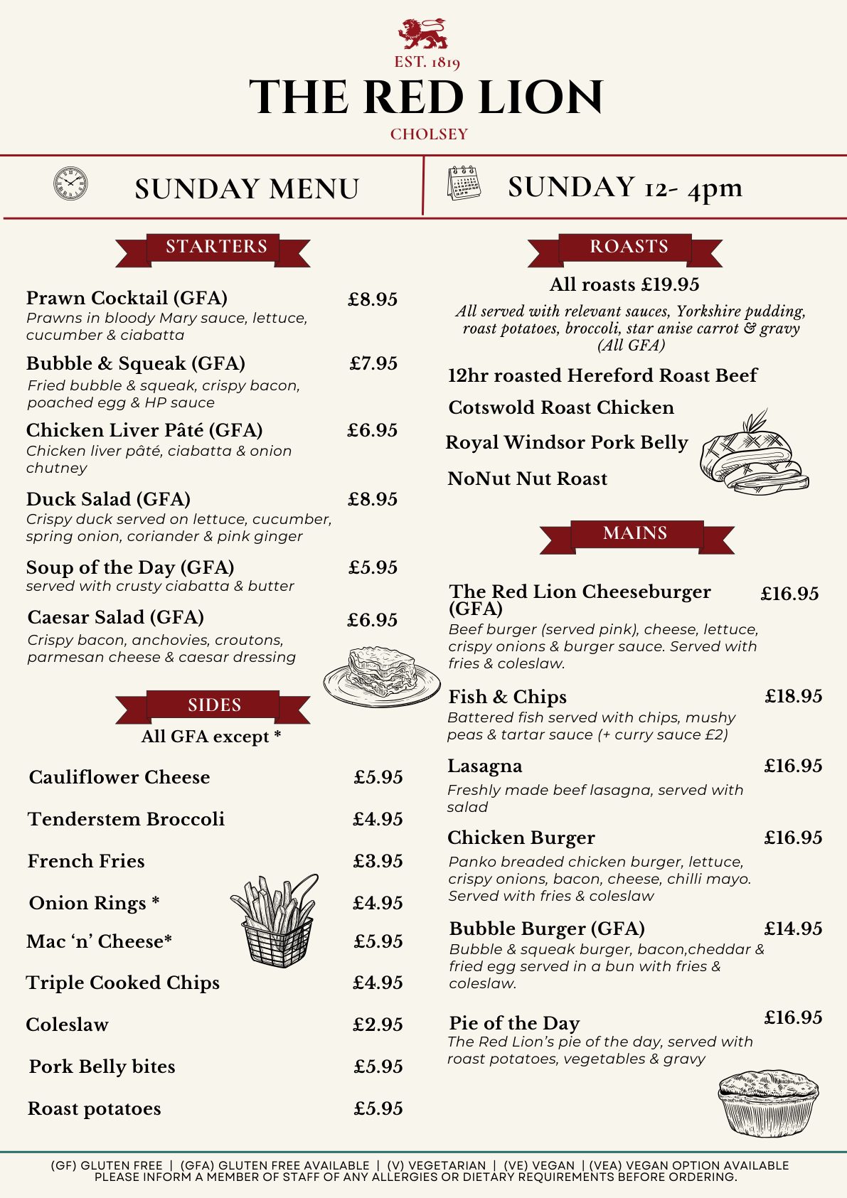 Sunday Menu page 1